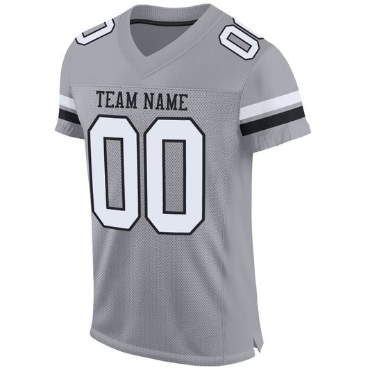 Custom Light Gray White-Black Mesh Authentic Football Jersey - Sky-Custom