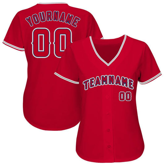 Custom Red Navy-Gray Baseball Jersey - Sky-Custom