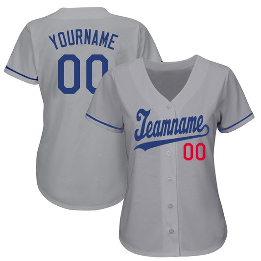 Custom Gray Royal-Red Baseball Jersey - Sky-Custom