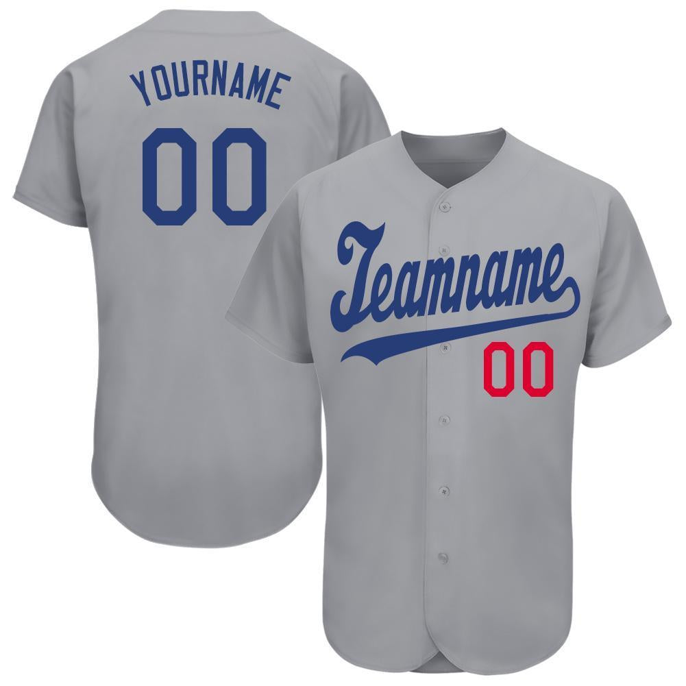 Custom Gray Royal-Red Baseball Jersey - Sky-Custom
