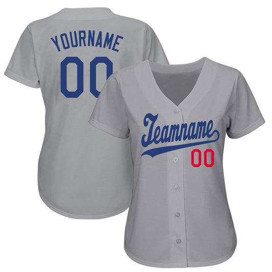 Custom Gray Royal-Red Baseball Jersey - Sky-Custom