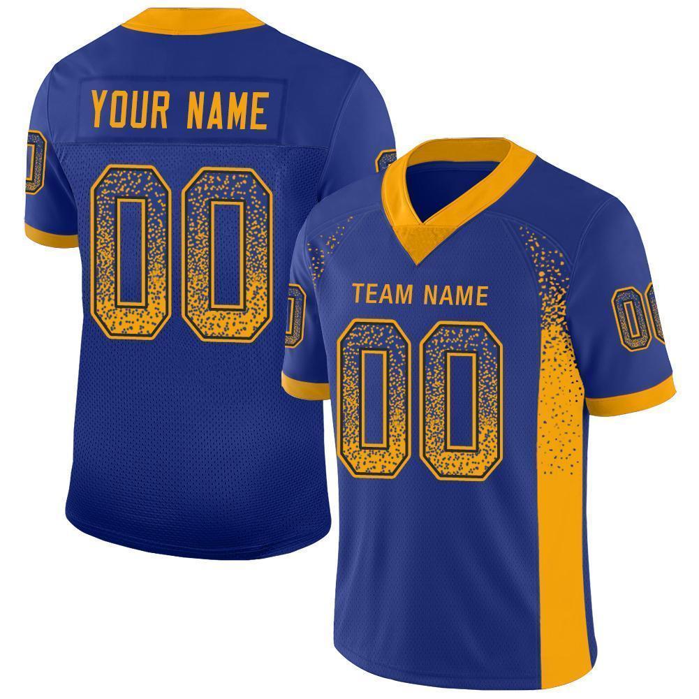 Custom Royal Gold-Navy Mesh Drift Fashion Football Jersey - Sky-Custom