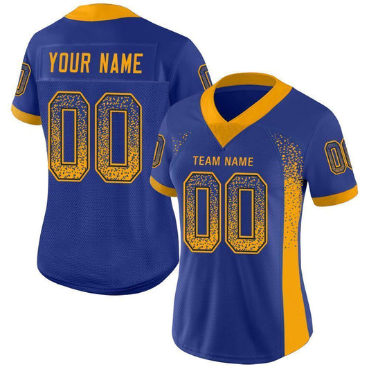 Custom Royal Gold-Navy Mesh Drift Fashion Football Jersey - Sky-Custom