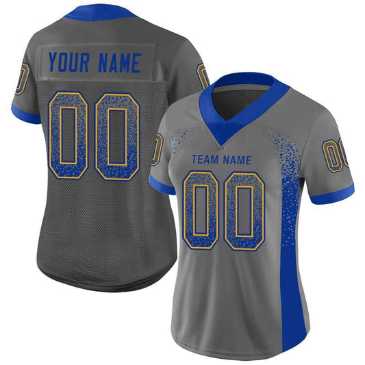 Custom Gray Royal-Gold Mesh Drift Fashion Football Jersey - Sky-Custom