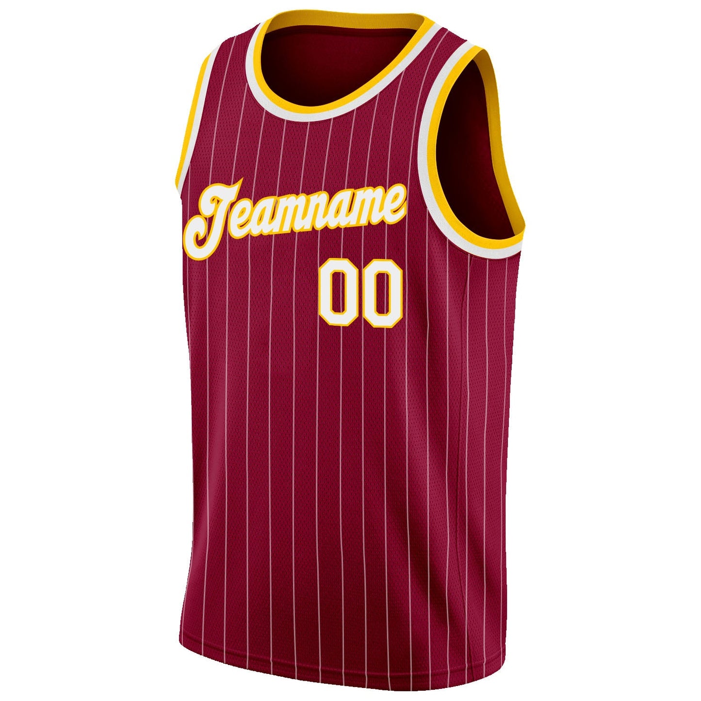 Custom Maroon White Pinstripe White-Gold Authentic Basketball Jersey - Sky-Custom