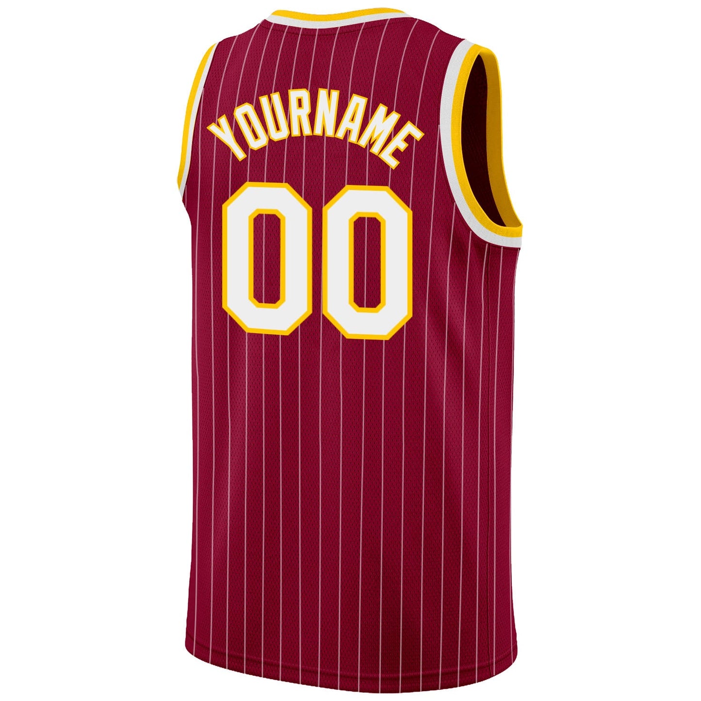 Custom Maroon White Pinstripe White-Gold Authentic Basketball Jersey - Sky-Custom