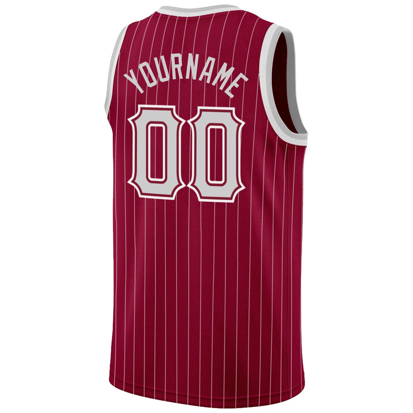 Custom Maroon White Pinstripe Gray-White Authentic Basketball Jersey - Sky-Custom