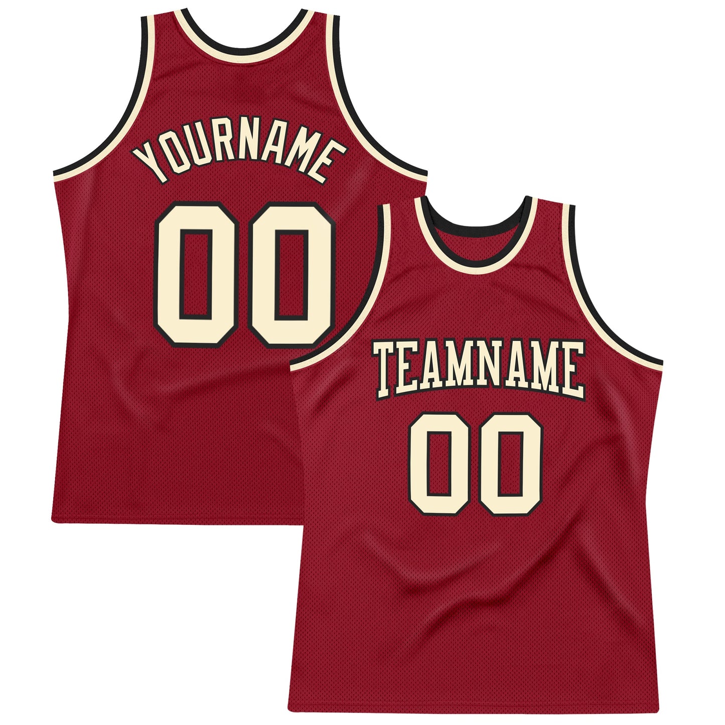 Custom Maroon Cream-Black Authentic Throwback Basketball Jersey - Sky-Custom