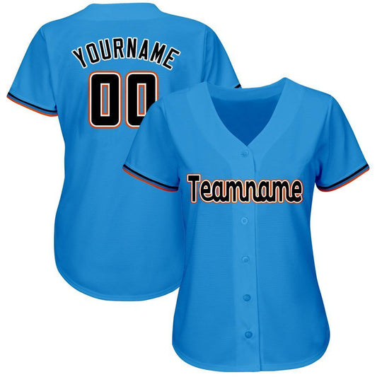 Custom Powder Blue Black-Orange Baseball Jersey - Sky-Custom