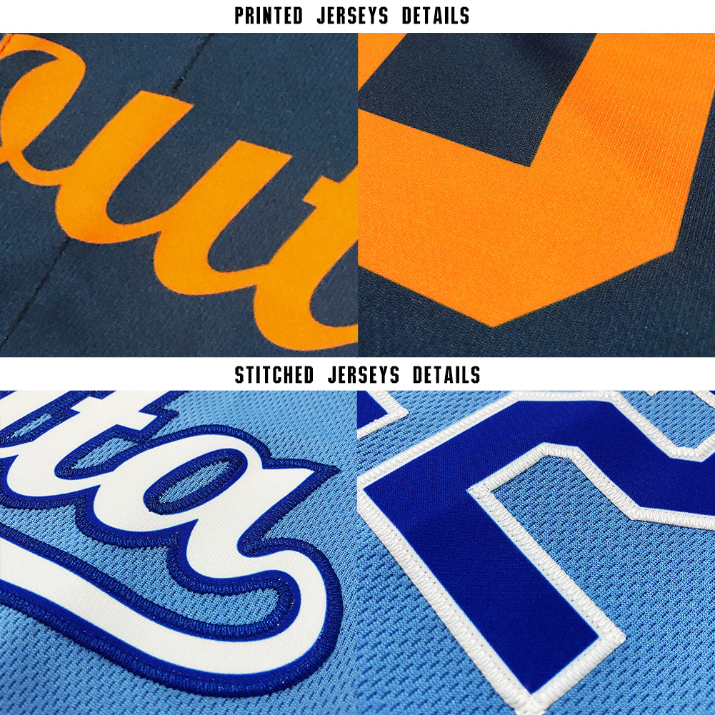 Custom Powder Blue Black-Orange Baseball Jersey - Sky-Custom
