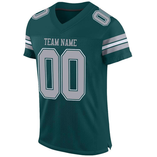 Custom Midnight Green Light Gray-White Mesh Authentic Football Jersey - Sky-Custom