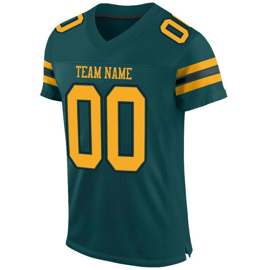 Custom Midnight Green Gold-Black Mesh Authentic Football Jersey - Sky-Custom