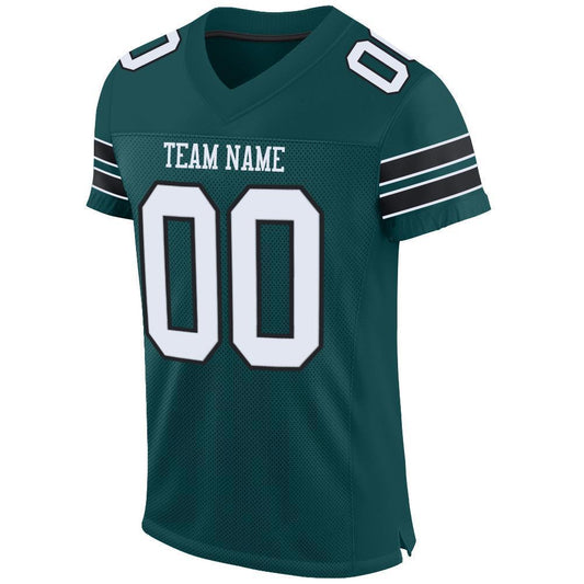 Custom Midnight Green White-Black Mesh Authentic Football Jersey - Sky-Custom
