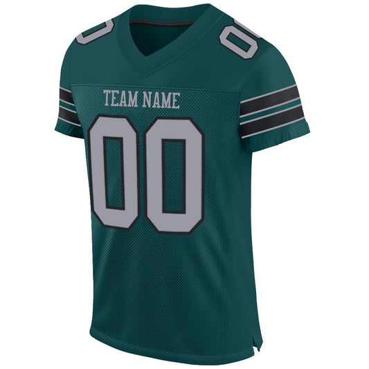 Custom Midnight Green Light Gray-Black Mesh Authentic Football Jersey - Sky-Custom