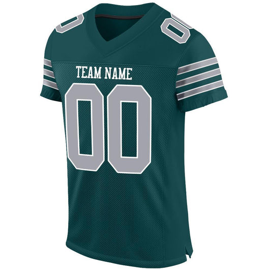 Custom Midnight Green Gray-White Mesh Authentic Football Jersey - Sky-Custom