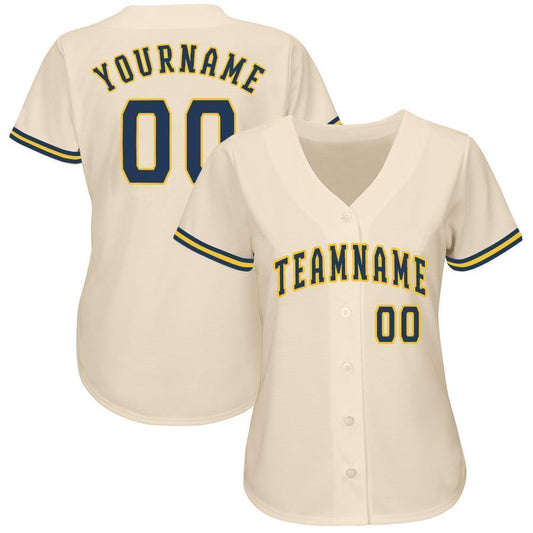 Custom Cream Navy-Gold Baseball Jersey - Sky-Custom