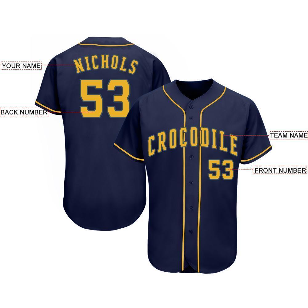 Custom Navy Gold Baseball Jersey - Sky-Custom