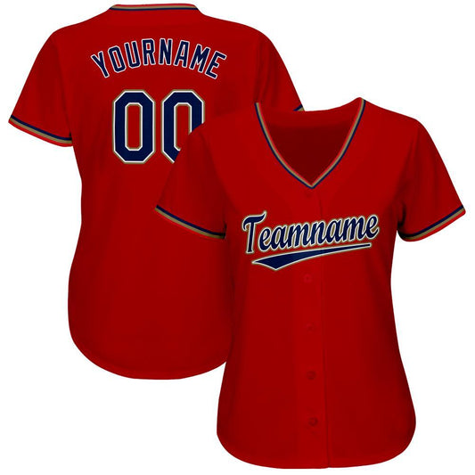 Custom Red Navy-Old Gold Baseball Jersey - Sky-Custom