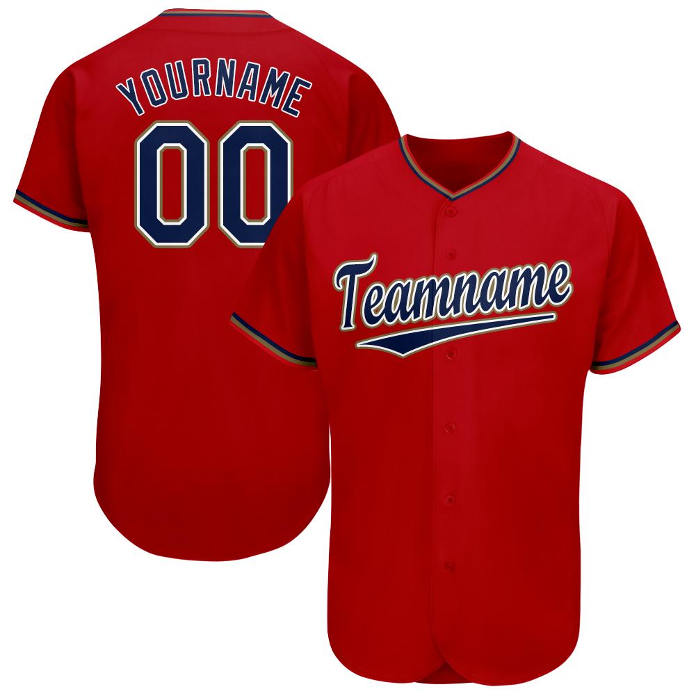 Custom Red Navy-Old Gold Baseball Jersey - Sky-Custom