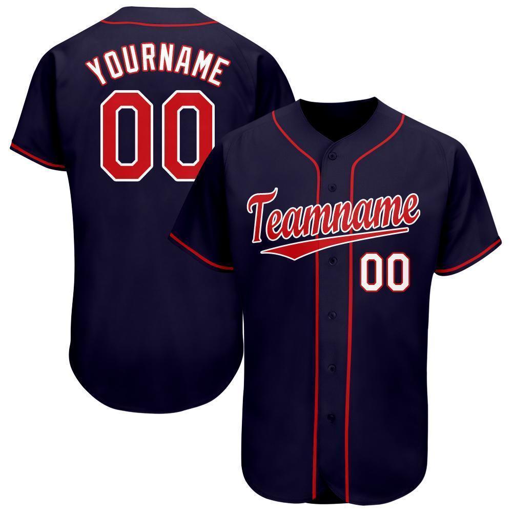 Custom Navy Red-White Baseball Jersey - Sky-Custom