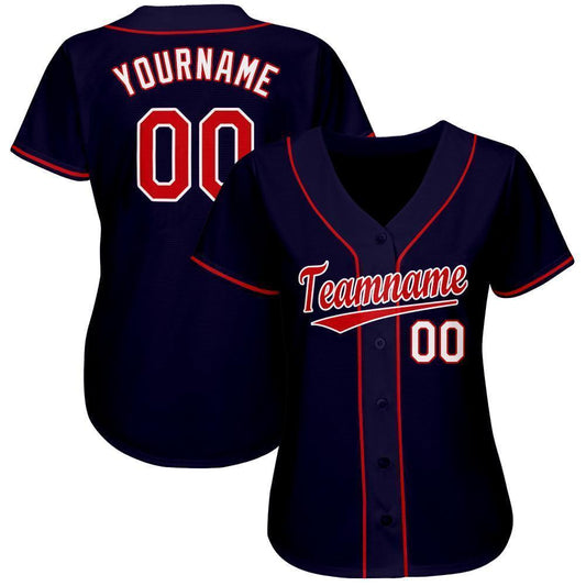 Custom Navy Red-White Baseball Jersey - Sky-Custom
