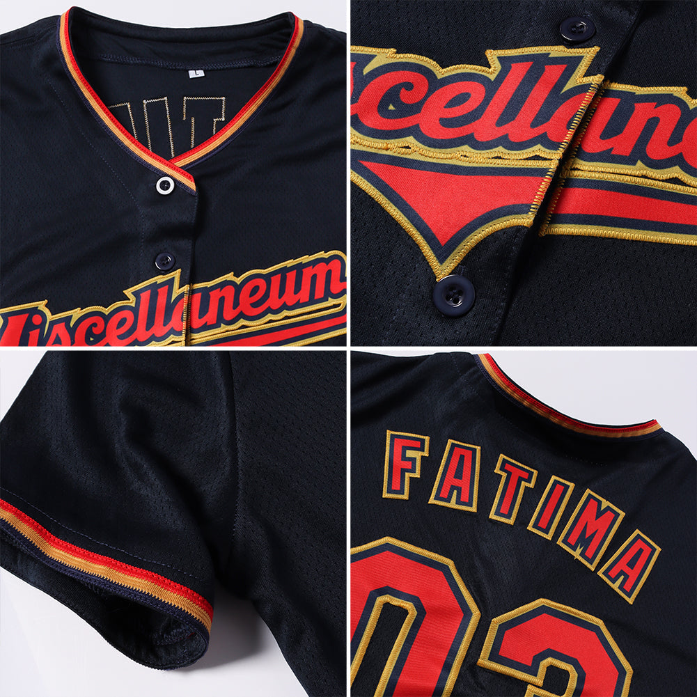 Custom Navy Red-Old Gold Baseball Jersey - Sky-Custom