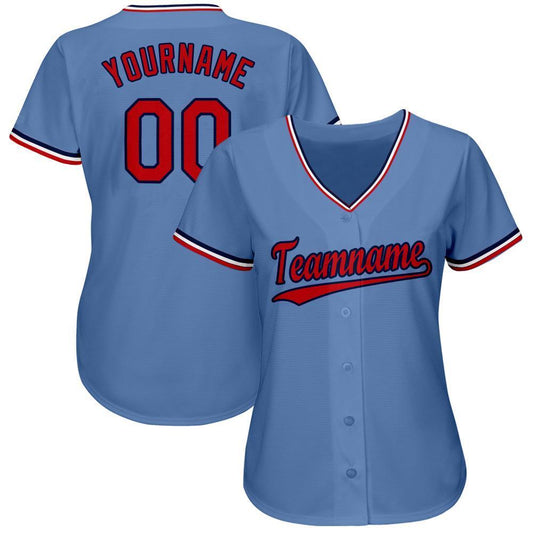 Custom Light Blue Red-Navy Baseball Jersey - Sky-Custom