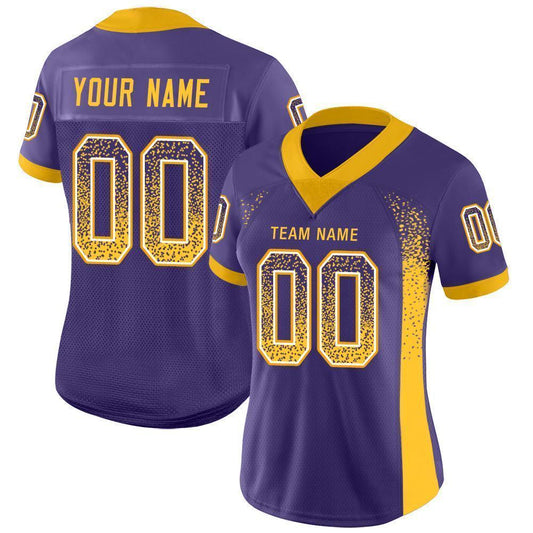Custom Purple Gold-White Mesh Drift Fashion Football Jersey - Sky-Custom