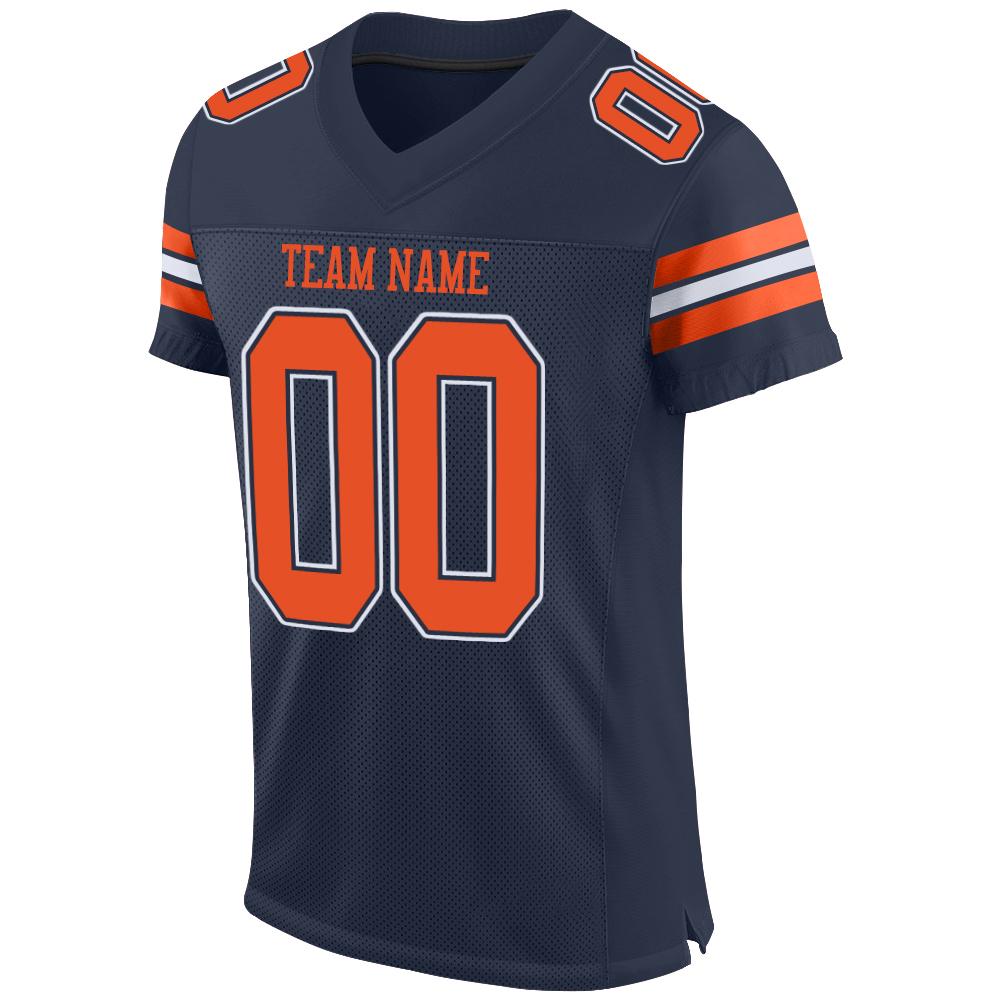 Custom Navy Orange-White Mesh Authentic Football Jersey - Sky-Custom
