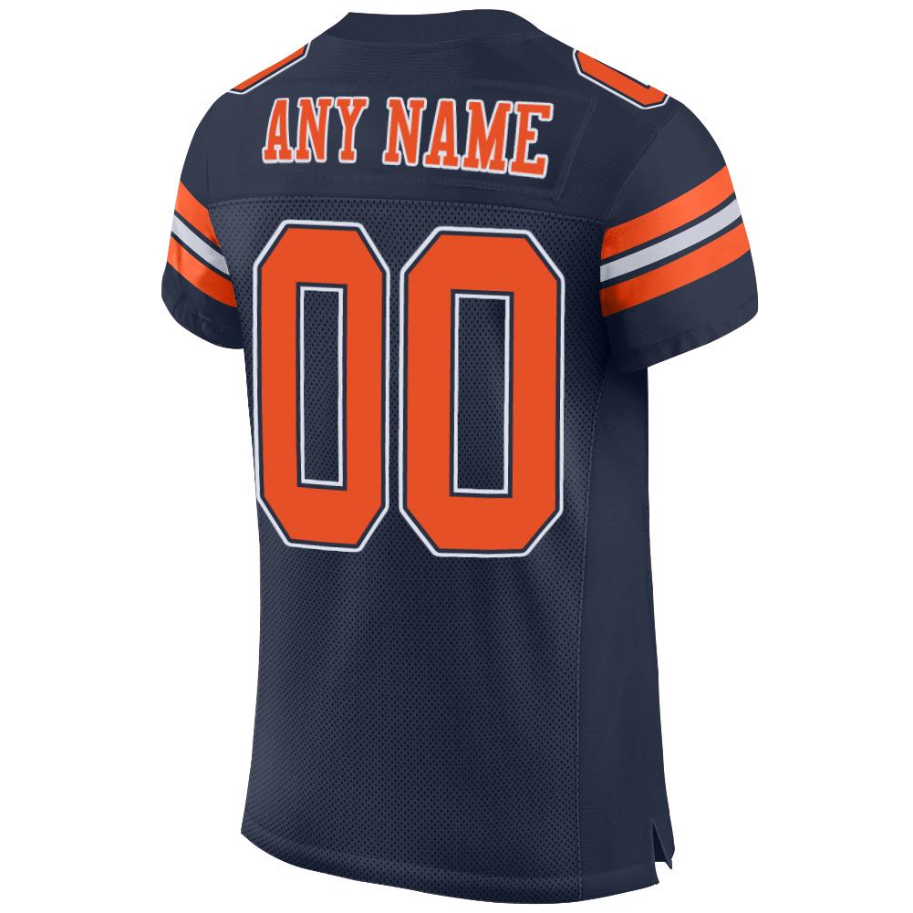 Custom Navy Orange-White Mesh Authentic Football Jersey - Sky-Custom