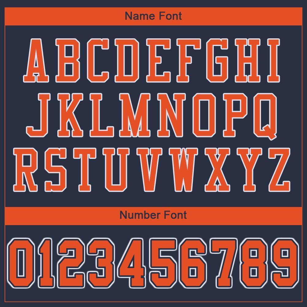 Custom Navy Orange-White Mesh Authentic Football Jersey - Sky-Custom