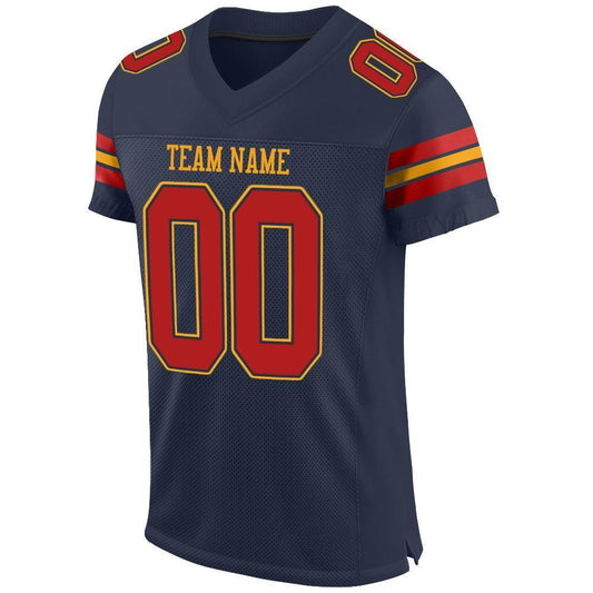 Custom Navy Scarlet-Gold Mesh Authentic Football Jersey - Sky-Custom