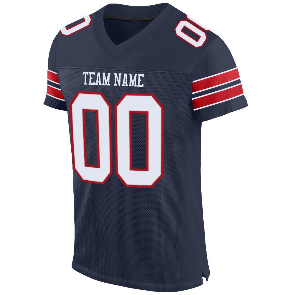 Custom Navy White-Red Mesh Authentic Football Jersey - Sky-Custom
