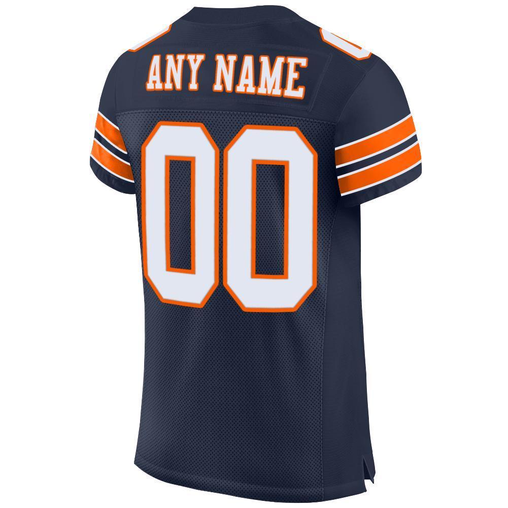 Custom Navy White-Orange Mesh Authentic Football Jersey - Sky-Custom
