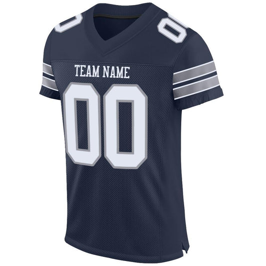 Custom Navy White-Light Gray Mesh Authentic Football Jersey - Sky-Custom