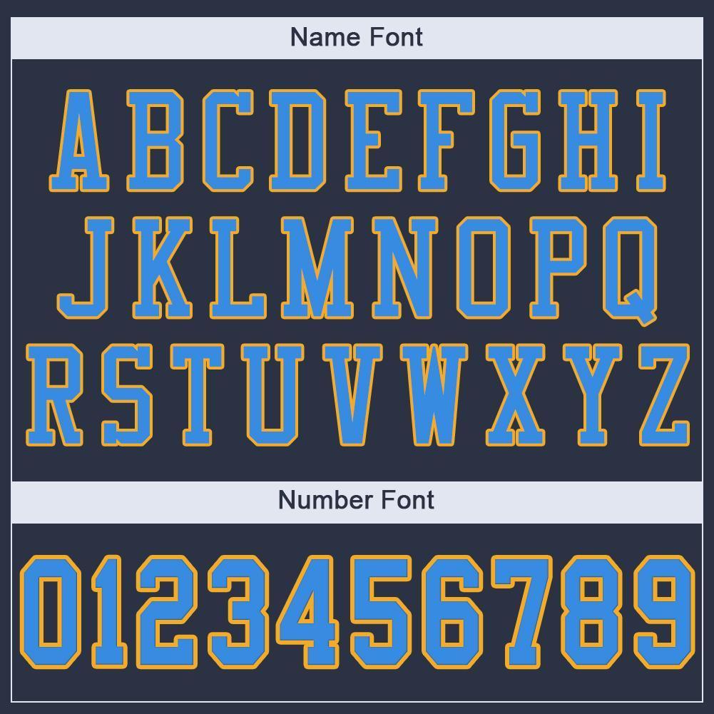 Custom Navy Powder Blue-Gold Mesh Authentic Football Jersey - Sky-Custom