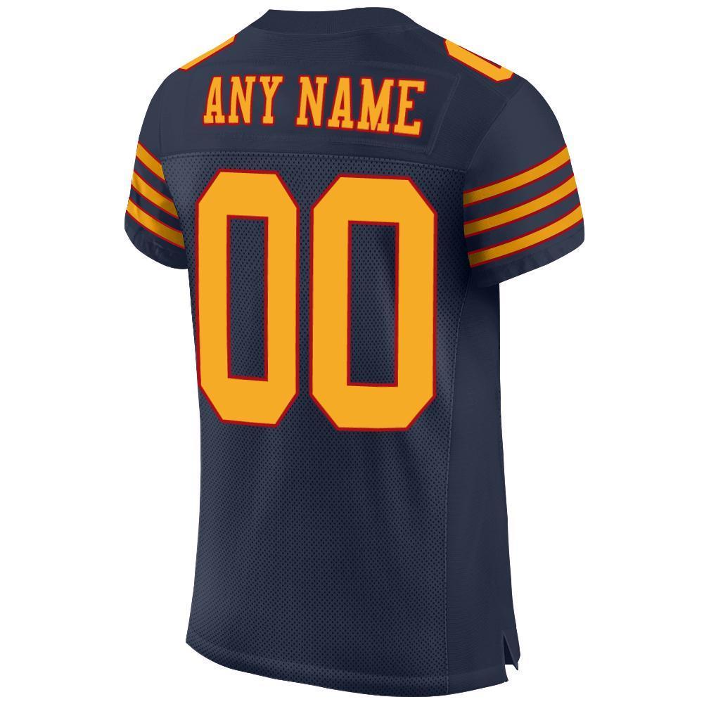 Custom Navy Gold-Red Mesh Authentic Football Jersey - Sky-Custom