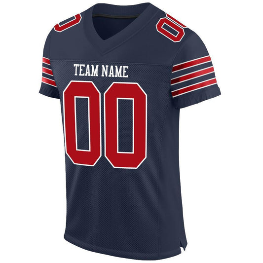Custom Navy Red-White Mesh Authentic Football Jersey - Sky-Custom