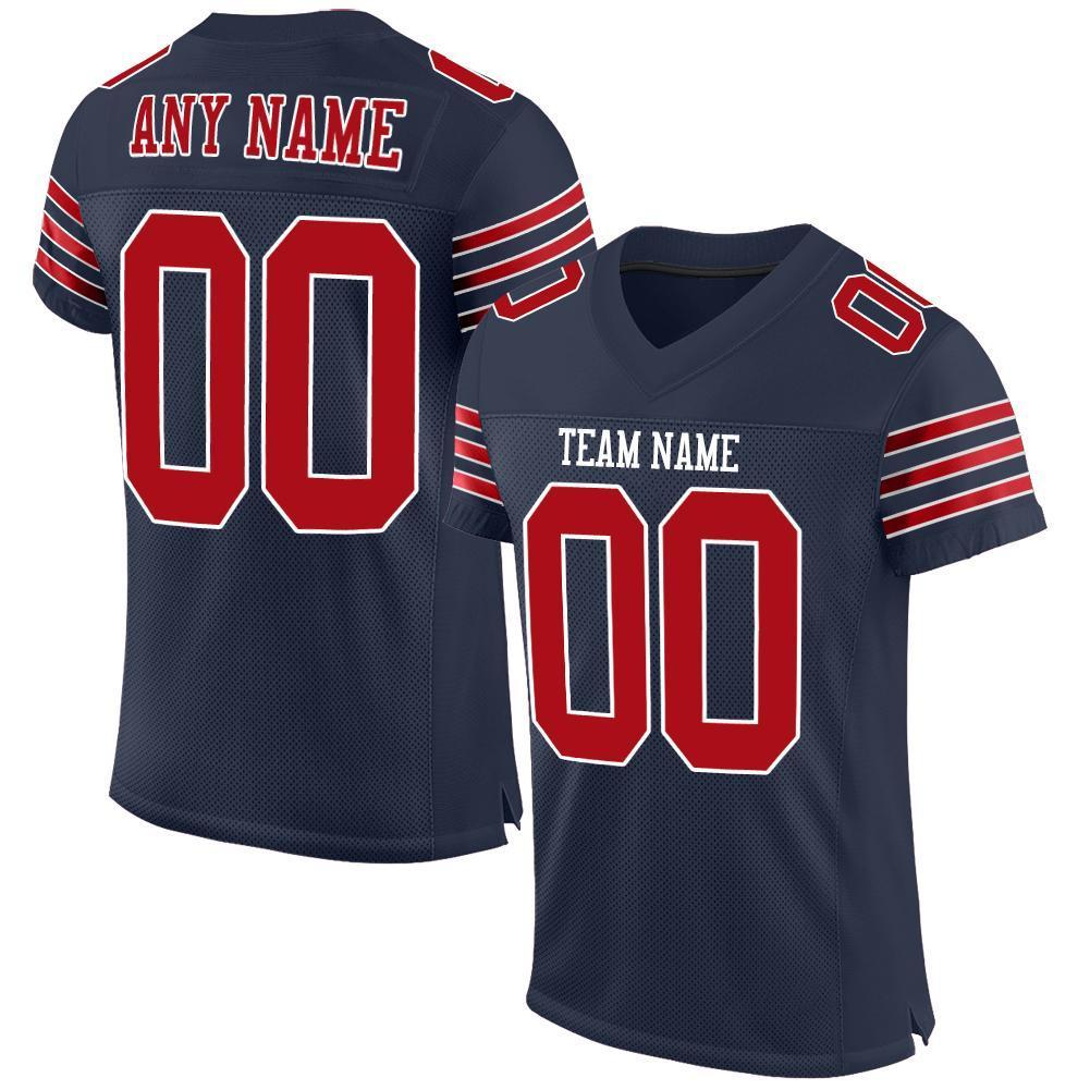 Custom Navy Red-White Mesh Authentic Football Jersey - Sky-Custom