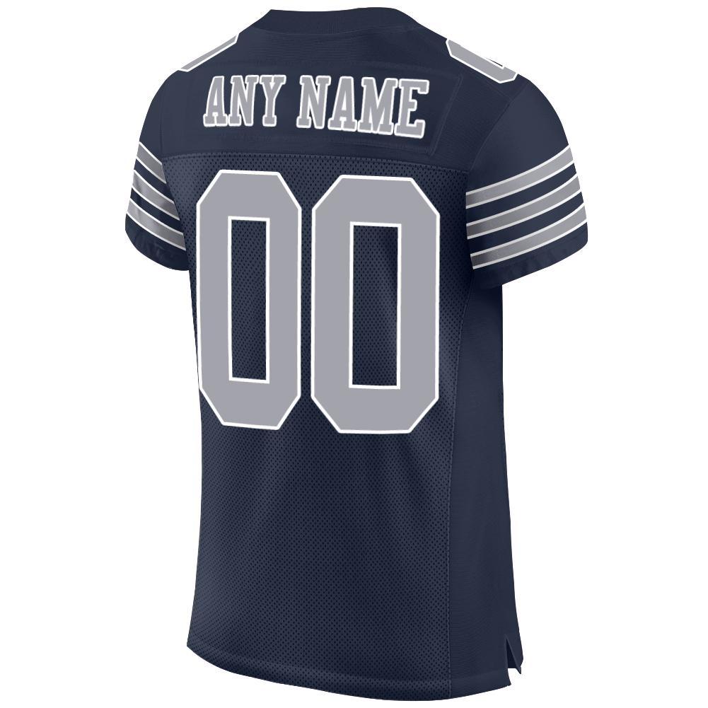 Custom Navy Gray-White Mesh Authentic Football Jersey - Sky-Custom
