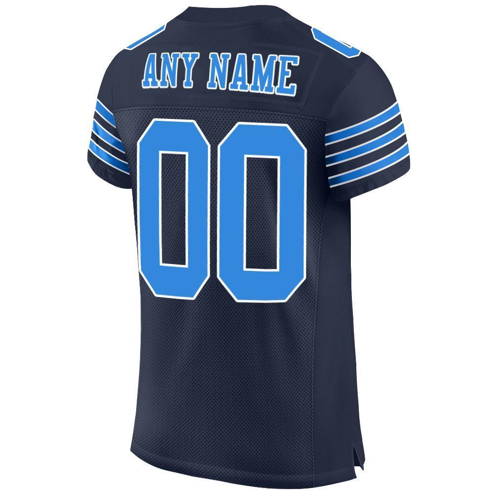 Custom Navy Powder Blue-White Mesh Authentic Football Jersey - Sky-Custom