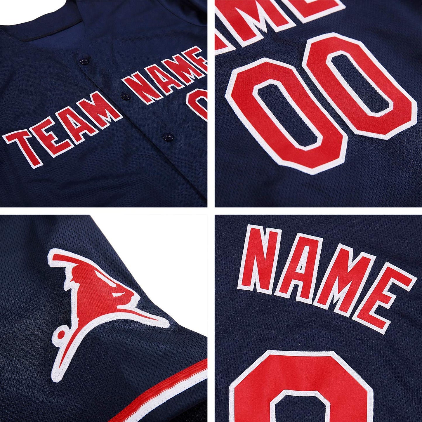 Custom Navy White-Red Authentic Baseball Jersey - Sky-Custom