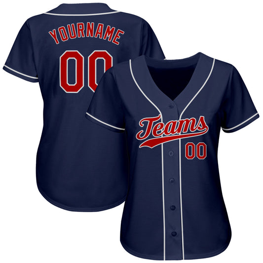 Custom Navy Red-White Authentic Baseball Jersey - Sky-Custom
