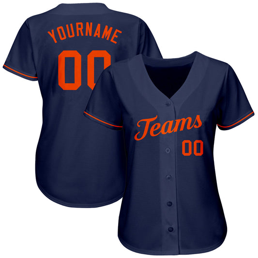 Custom Navy Orange Authentic Baseball Jersey - Sky-Custom