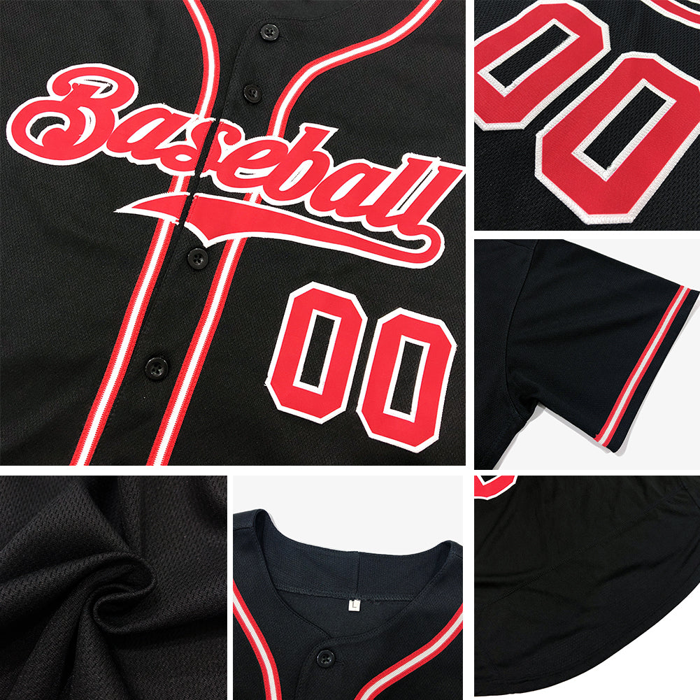 Custom Navy Red-White Authentic Baseball Jersey - Sky-Custom