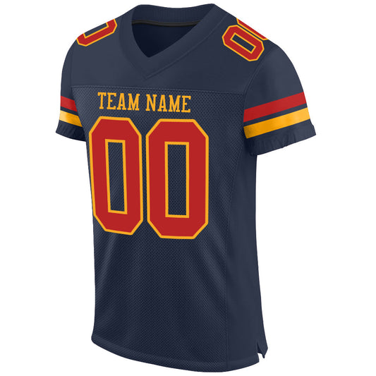 Custom Navy Scarlet-Gold Mesh Authentic Football Jersey - Sky-Custom