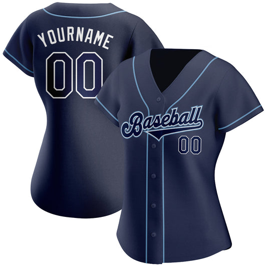 Custom Navy Navy-Powder Blue Authentic Baseball Jersey - Sky-Custom