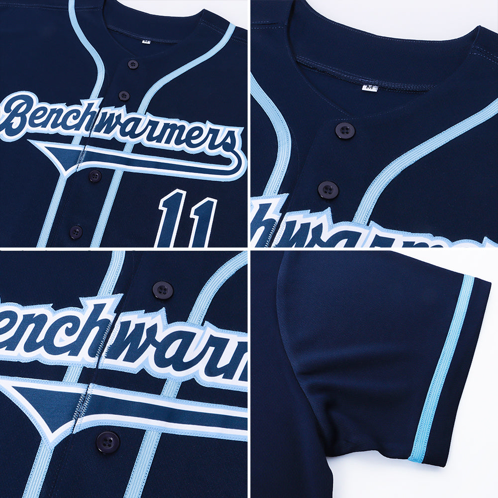 Custom Navy Navy-Powder Blue Authentic Baseball Jersey - Sky-Custom
