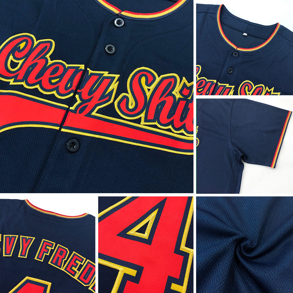 Custom Navy Orange Authentic Baseball Jersey - Sky-Custom