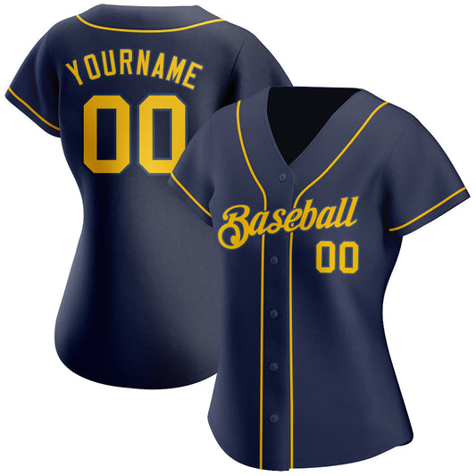 Custom Navy Gold-Navy Authentic Baseball Jersey - Sky-Custom